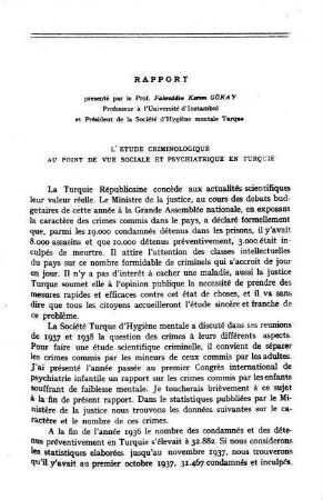 299-314, Rapport: L'etude criminologique au point de vue sociale et psychiatrique en Turquie
