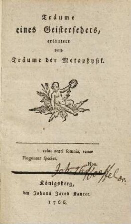 Träume eines Geistersehers : erläutert durch Träume der Metaphysik