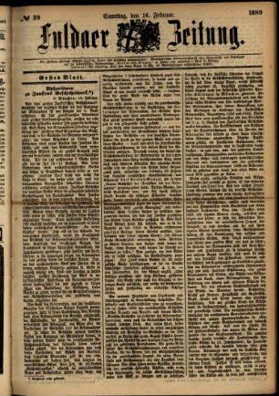 Erste Ausgabe vom Samstag, den 16. Februar 1889.