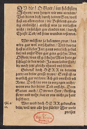 ZV dir/ O Gott/ im höchsten || thron/ von hertzen wir vns wenden/ ||