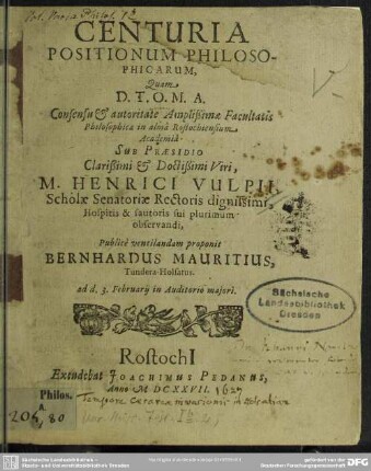 Centuria positionum philosophicarum