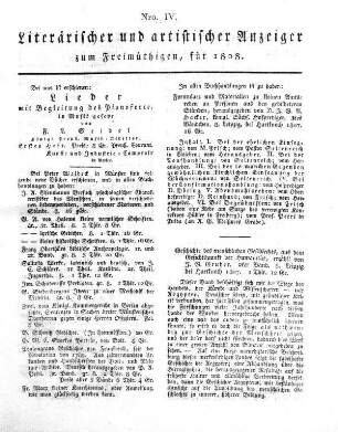 Nro. IV., Literarischer und artistischer Anzeiger zum Freimüthigen, für 1808