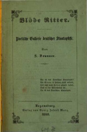 Blöde Ritter : poetische Gallerie deutscher Staatspfiffe