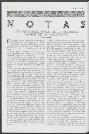 Notas - Los mezquinos, ripios de la sociedad, plagas de la humanidad