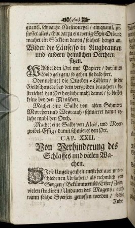 Cap. XXII. Von Verhinderung des Schlaffes und vielen Wachen.