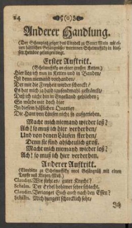 Anderer Handlung ... Erster [- Vierdter] Auftritt.