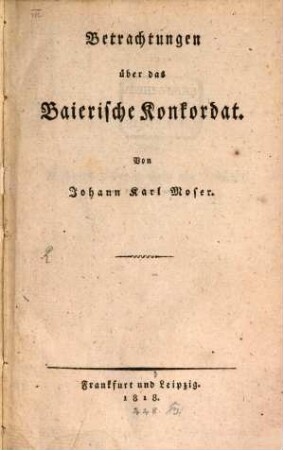 Betrachtungen über das baierische Konkordat, 1