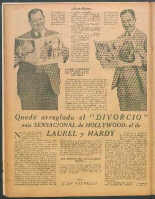 Quedó arreglado el "divorcio" más sensacional de Hollywood: el de Laurel y Hardy