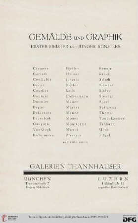 Gemälde und Graphik erster Meister und junger Künstler