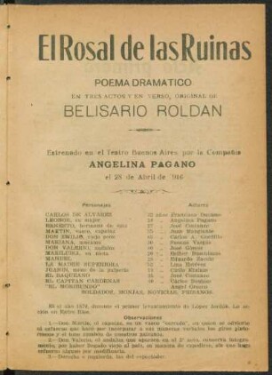 El rosal de las ruinas : poema dramático en tres actos y en verso