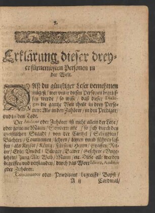 Erklärung dieser dreyer fürnembsten Personen in der Welt.