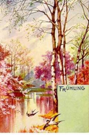 Postkarte mit Jahreszeiten-Motiv
