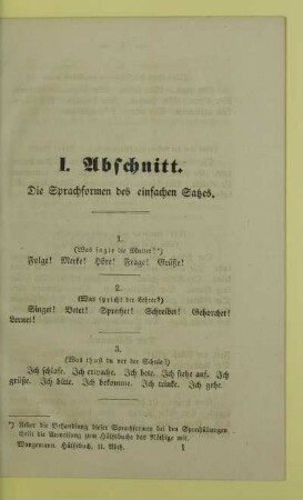 I. Abschnitt. Die Sprachformen des einfachen Satzes