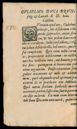 Gulielmo Duci Brunsvig. et Lunaeb. S. D. Ioan. Caselius.