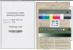 Entnazifizierung Karl Peerlings , geb. 29.09.1914 (Schlosser)