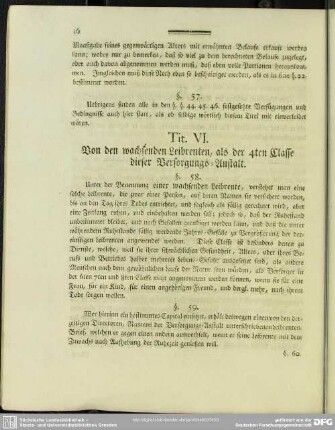 Tit. VI. Von den wachsenden Leibrenten, als der 4ten Classe dieser Versorgungs-Anstalt