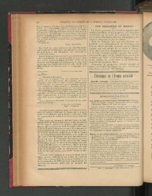 Chronique de l'Armée coloniale.