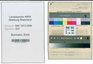 Entnazifizierung Erich Burrmann , geb. 03.06.1901 (Sattler)