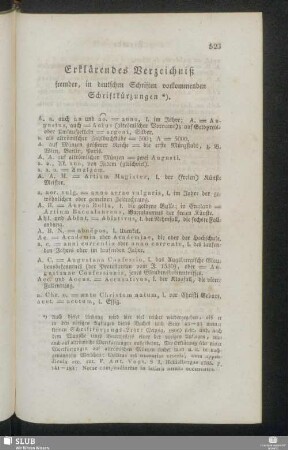 Erklärendes Verzeichniß fremder, in deutschen Schriften vorkommenden Schriftkürzungen