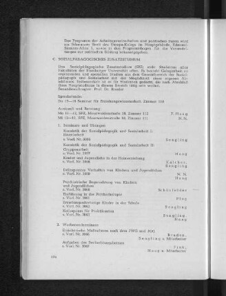 C. Sozialpädagogisches Zusatzstudium