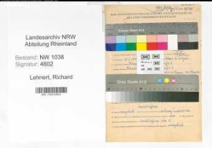 Entnazifizierung Richard Lehnert , geb. 24.08.1900 (Arbeiter)