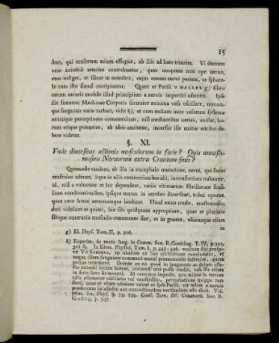 §. XI. Unde diuersitas actionis musculorum in facie? Quis annastomoseos Neruorum extra Cranium finis?