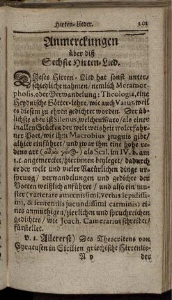 Anmerckungen über diß Sechste Hirten-Lied