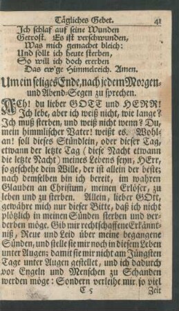 Um ein seliges Ende, nach jedem Morgen- und Abend-Segen zu sprechen