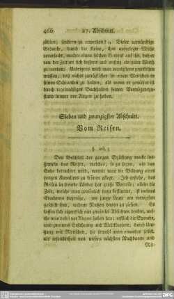 Sieben und zwanzigster Abschnitt. Vom Reisen