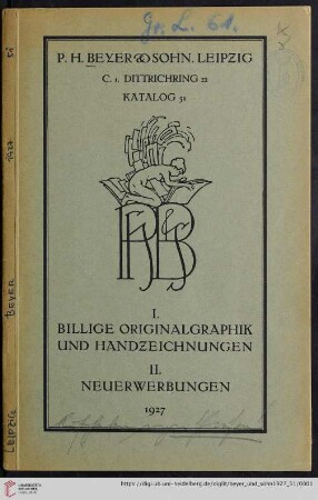 Nr. 51: Katalog: I. Billige Originalgraphik und Handzeichnungen II: Neuerwerbungen