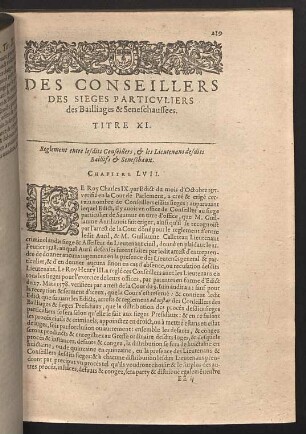 Des conseillers ... Titre XI.