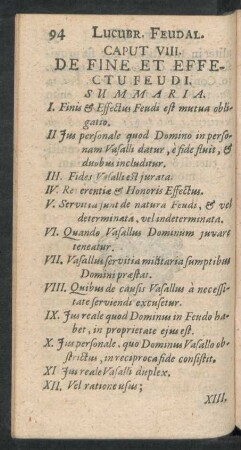 Caput VIII. De Fine Et Effectu Feudi.