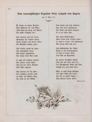 "Dem neunzigjährigen Regenten Prinz Luitpold von Bayern"
