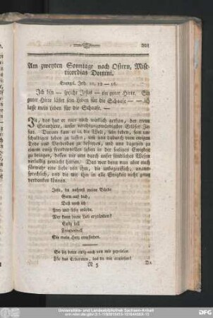 Am zweyten Sonntage nach Ostern, Misericordias Domini.
