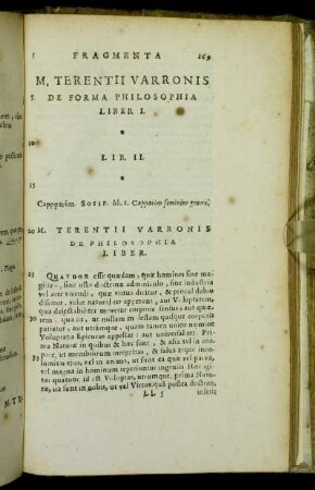 M. Terentii Varronis De Forma Philosophia
