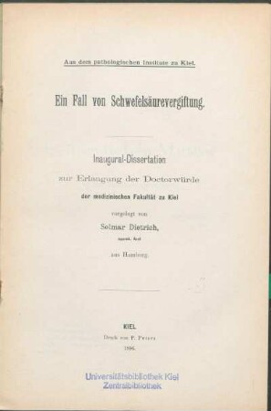 Ein Fall von Schwefelsäurevergiftung