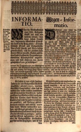 Gegeninformation von der Reichslehenbaren Ober-Herrlichkeit in Toggenburg ...