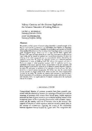 Valence Creation and the German Applicative: the Inherent Semantics of Linking Patterns