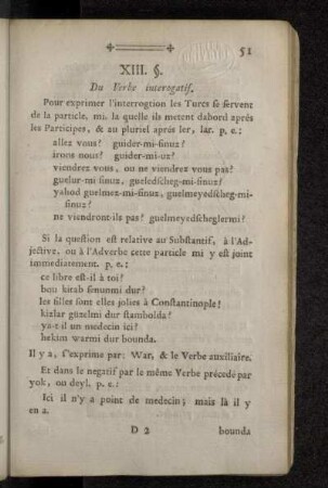 XIII. Du Verbe interogatif.