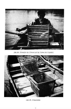 Abb. 36. Schmeißen der Schniere auf der Dahme bei Köpenick ; Abb. 37. Schnurkasten