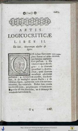 Liber Secundus. De ideis, idearumque objectis et signis.