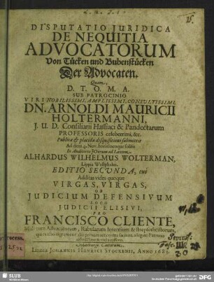Disputatio Juridica De Nequitia Advocatorum