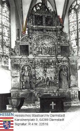 Darmstadt, Stadtkirche / Alabaster-Epitaph Landgraf Georgs I. v. Hessen-Darmstadt (1547-1596) und seiner ersten Ehefrau Magdalena geb. zur Lippe (1552-1587) im Chor der Kirche