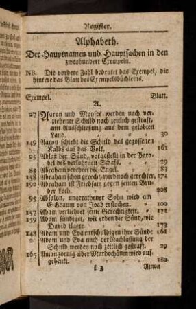 Alphabeth der Hauptnamen und Hauptsachen in den ...