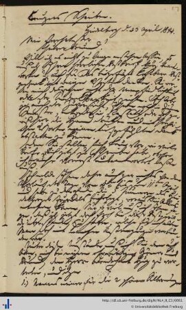 Brief von Friedrich Creuzer an Franz Karl Grieshaber (23.04.1844)