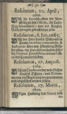 Resolution, 17. August. 1669