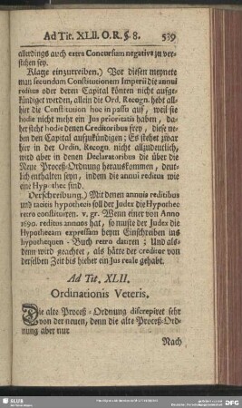 Ad Tit. XLII. Ordinationis Veteris
