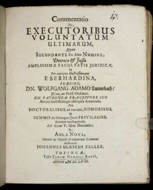 Commentatio De Executoribus Voluntatum Ultimarum