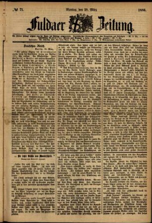 Ausgabe vom Montag, den 29. März 1886.