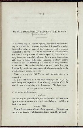 Of the solution of elective equations